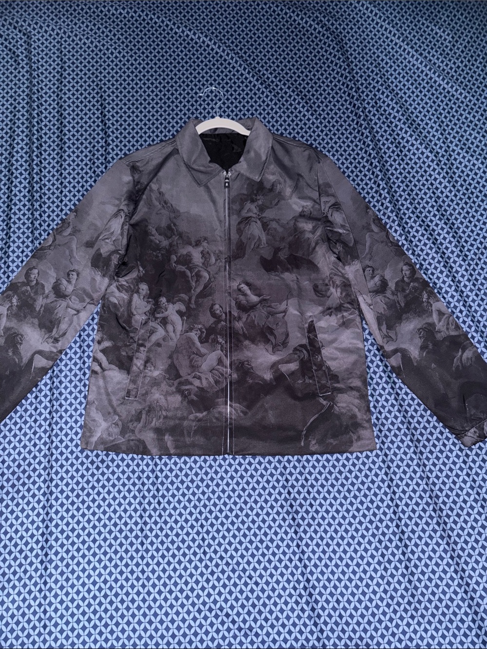 Men's Black Patterned Bomber Jacket